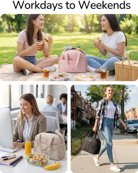 Aosbos Puffer Lunch Bag strap view highlighting lightweight design for easy commuting.