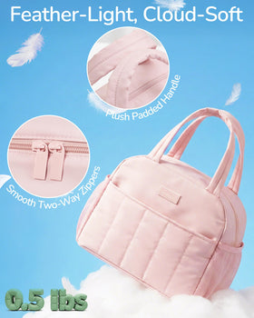 Aosbos Puffer Lunch Bag water-resistant exterior protects contents during travel.
