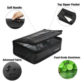Aosbos small insulated lunch bag zipper pocket close-up for napkins and essentials.