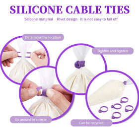 AOSHIDINGSHUO includes six reusable bag ties to seal bags and keep frosting fresh.