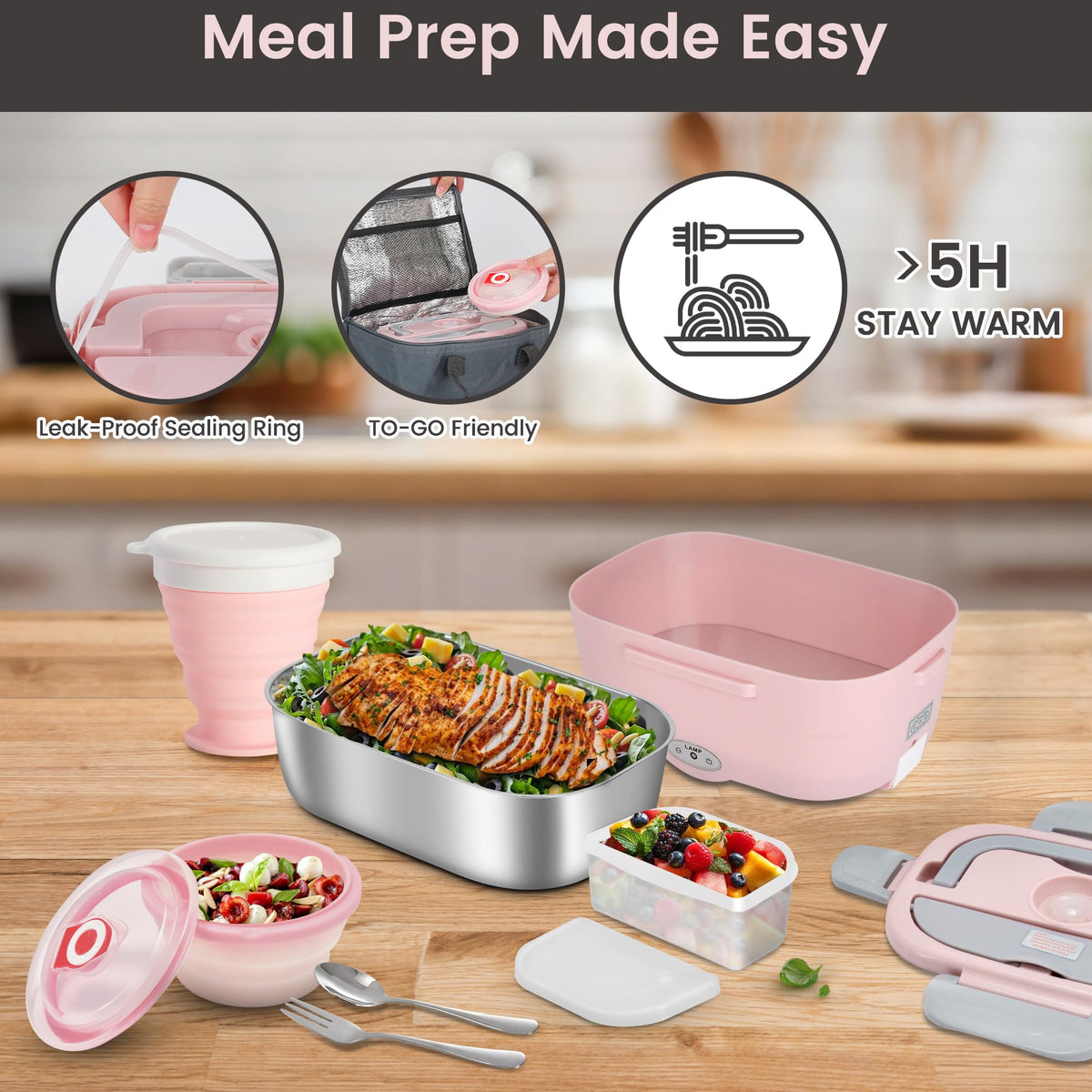 AOSION lunch box with 110V/12V/24V options for home, car, truck