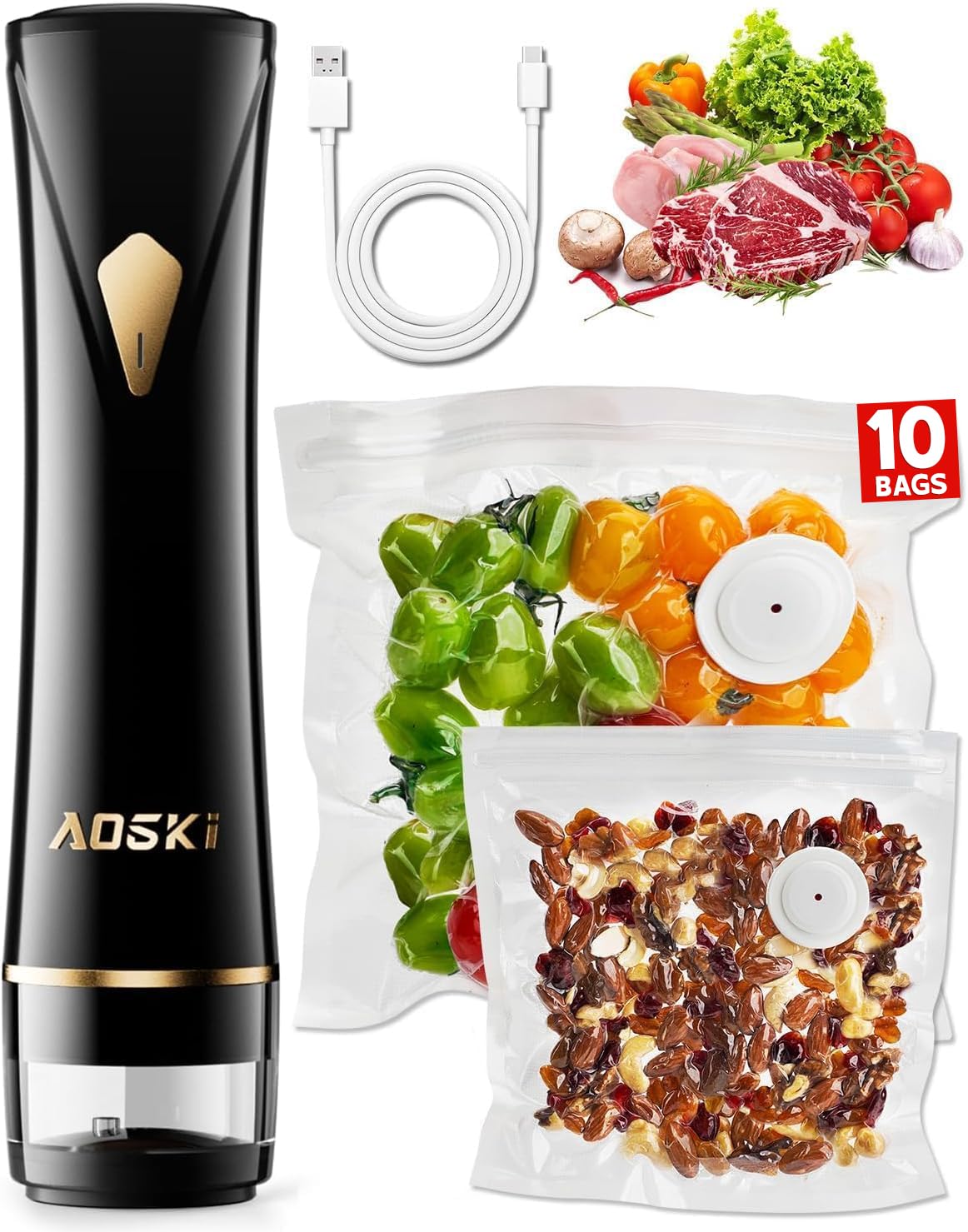 Aoski vacuum sealer handheld highlights compact sealing action keeping meals fresh