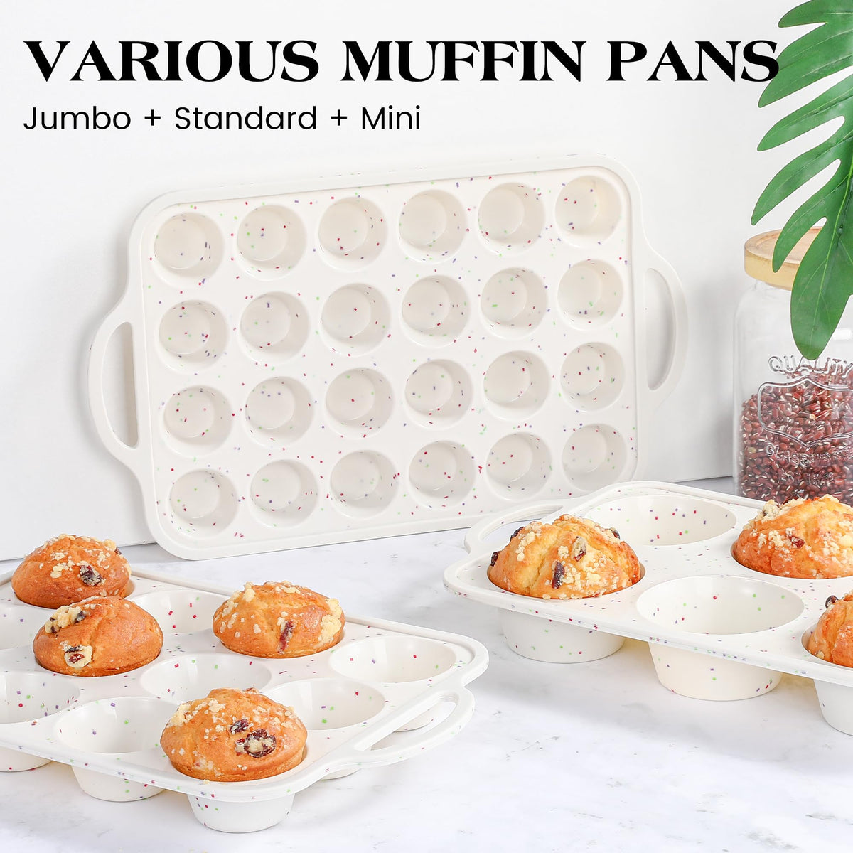 AOTASO silicone muffin pan stacked neatly for storage.