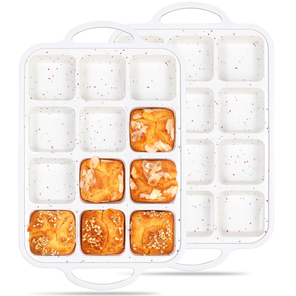 AOTASO brownie pan with dividers in cream, 12 precise portions for easy baking.