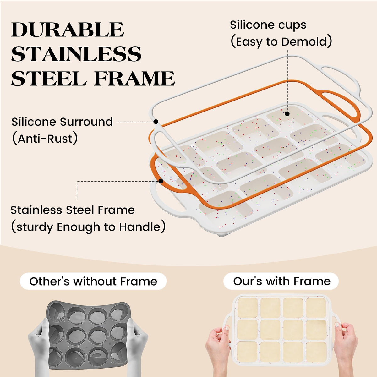 AOTASO silicone brownie pan nonstick, quick release and simple cleanup.