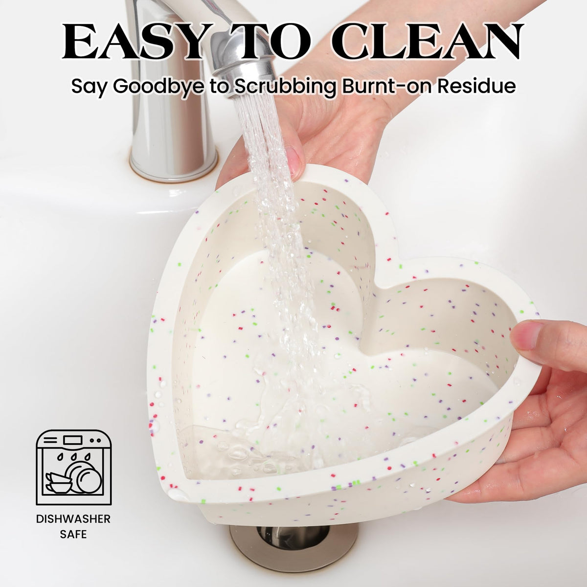 AOTASO dishwasher-safe heart cake pans save time during cleanup.