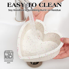 AOTASO dishwasher-safe heart cake pans save time during cleanup.