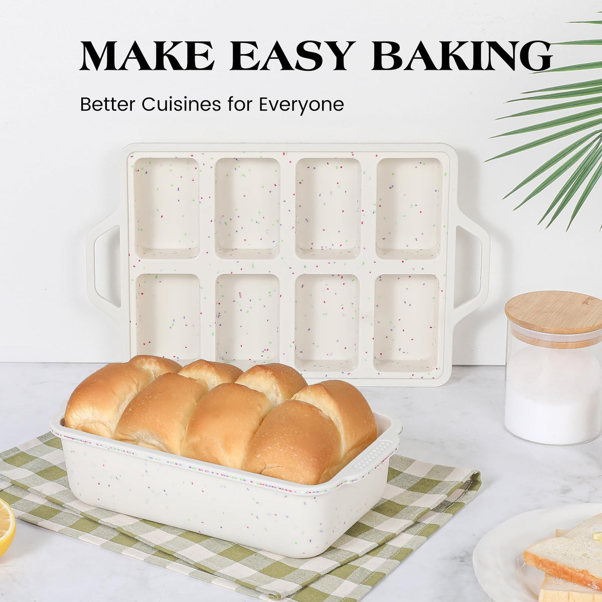AOTASO dishwasher-safe silicone loaf pans for effortless cleanup.