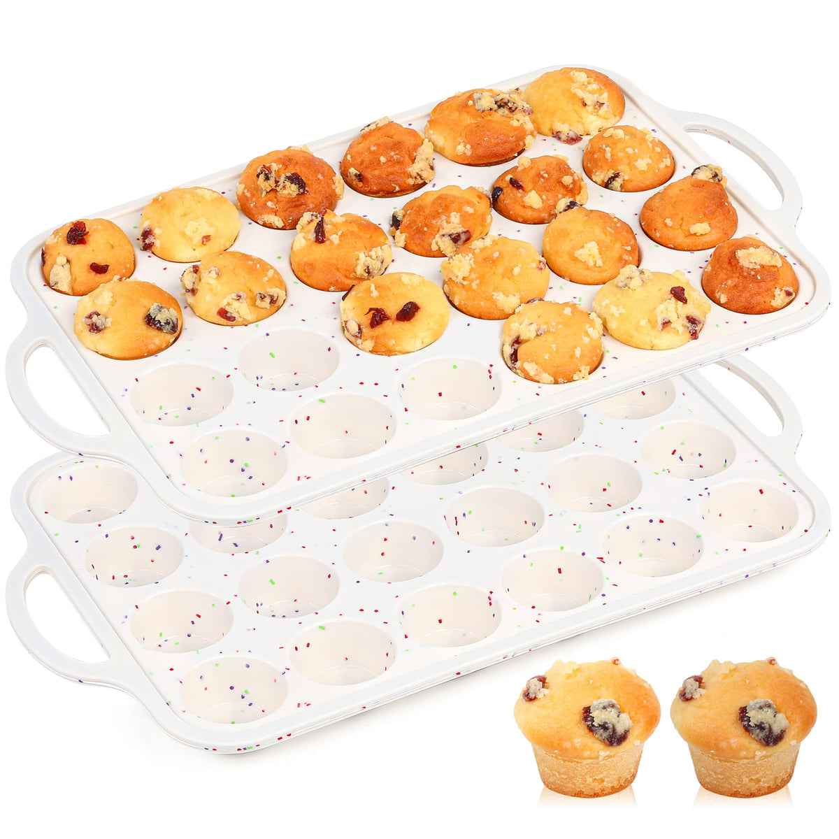 AOTASO mini-muffin pan with metal reinforced frame for stable baking and spill-free transfers