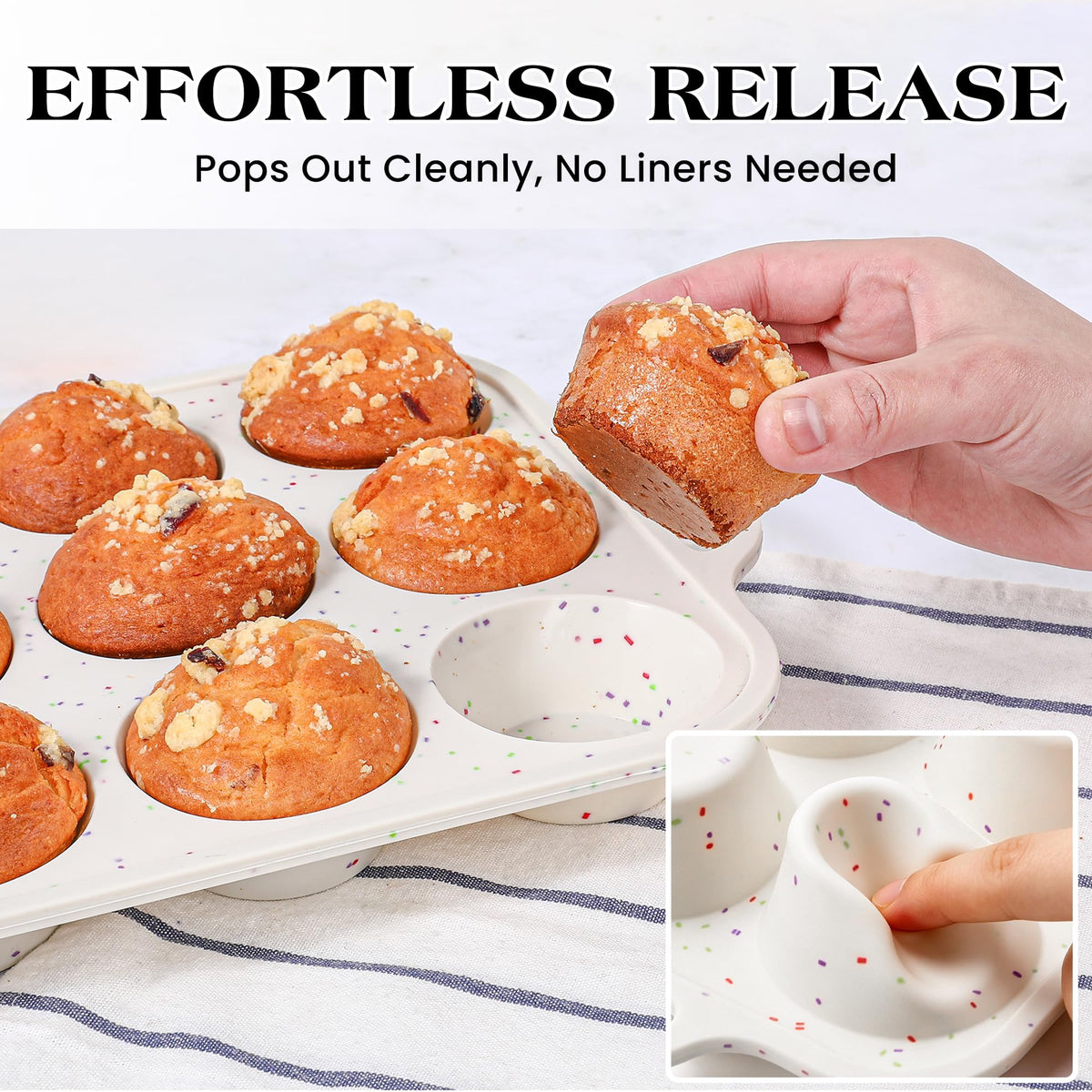 AOTASO silicone muffin pan with nonstick surface for easy release.