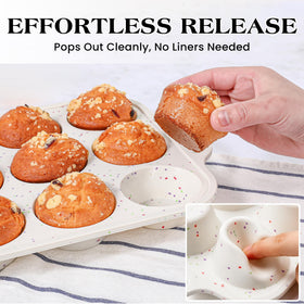 AOTASO silicone muffin pan with nonstick surface for easy release.