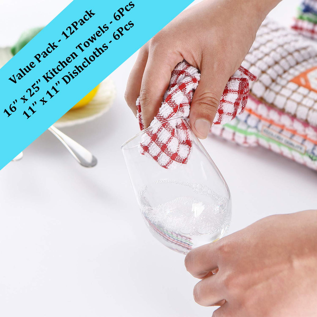 AOTBAT cotton kitchen towels demonstrate ultra-absorbent performance.