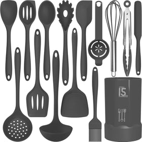AOTHOD silicone cooking utensils set, heat-resistant design ideal for high-heat frying.
