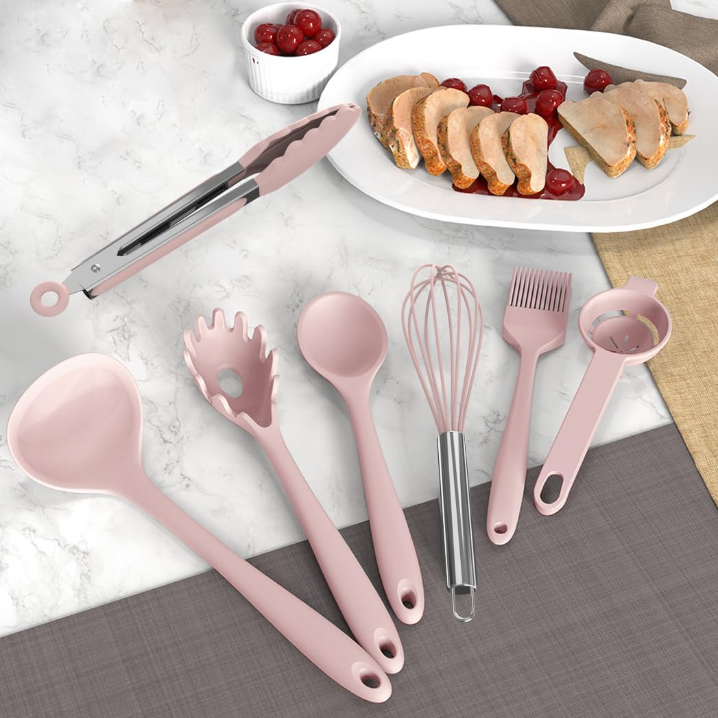 AOTHOD silicone turner for gentle flipping on nonstick cookware.