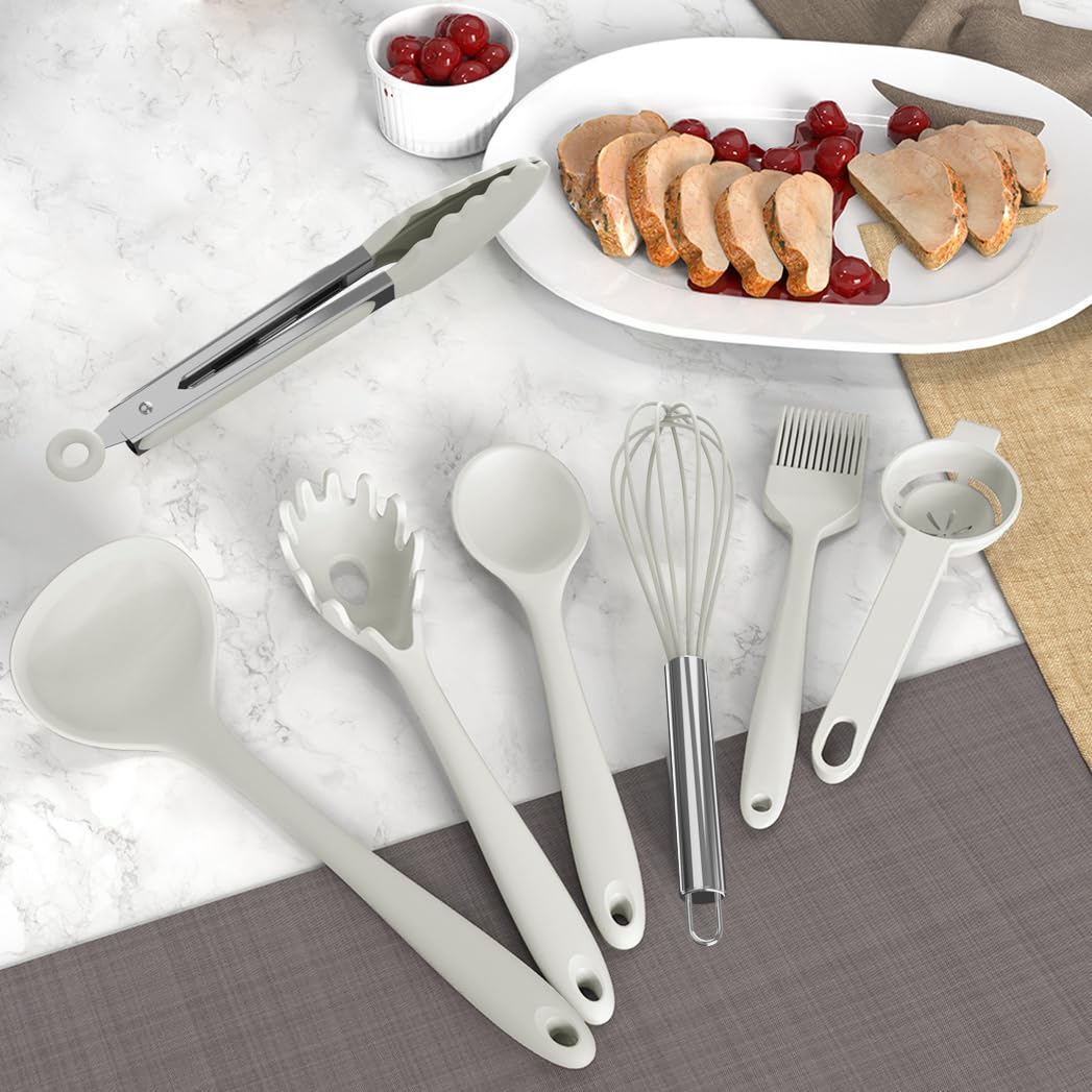 AOTHOD cream white pasta server for easy pasta portions