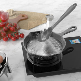 AOTHOD silicone slotted spoon drains excess liquids during cooking.
