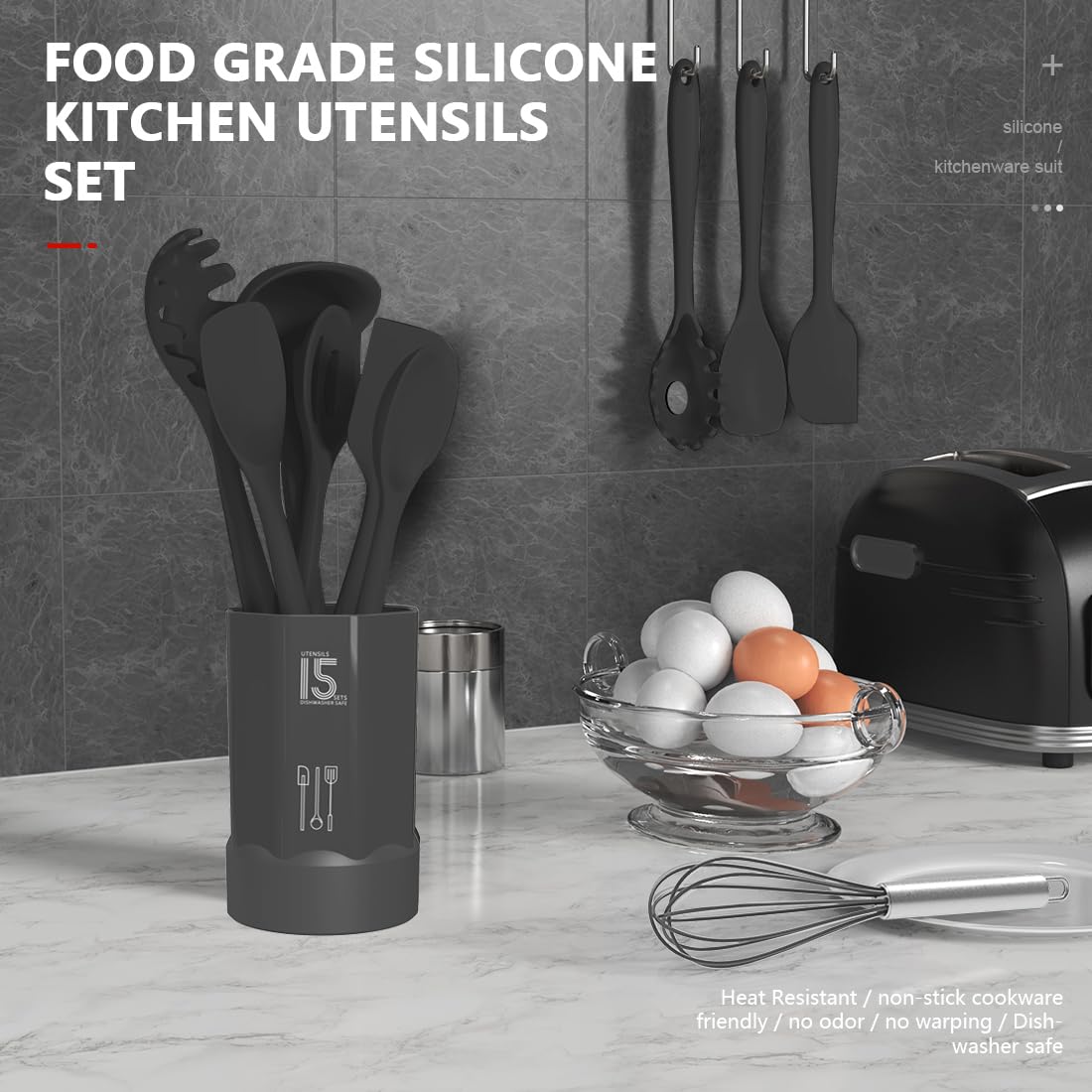 AOTHOD silicone spatula shown for gentle contact with nonstick cookware.