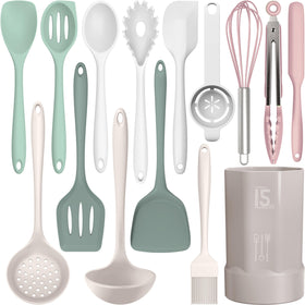 AOTHOD silicone spatula: gentle on nonstick pans and heat resistant for safe flipping.