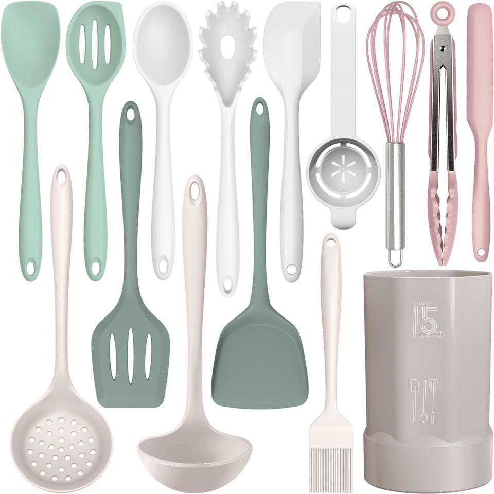 AOTHOD silicone spatula: gentle on nonstick pans and heat resistant for safe flipping.