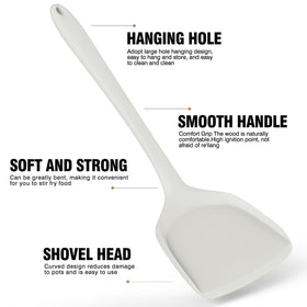 AOTHOD cream white silicone turner for flipping and serving