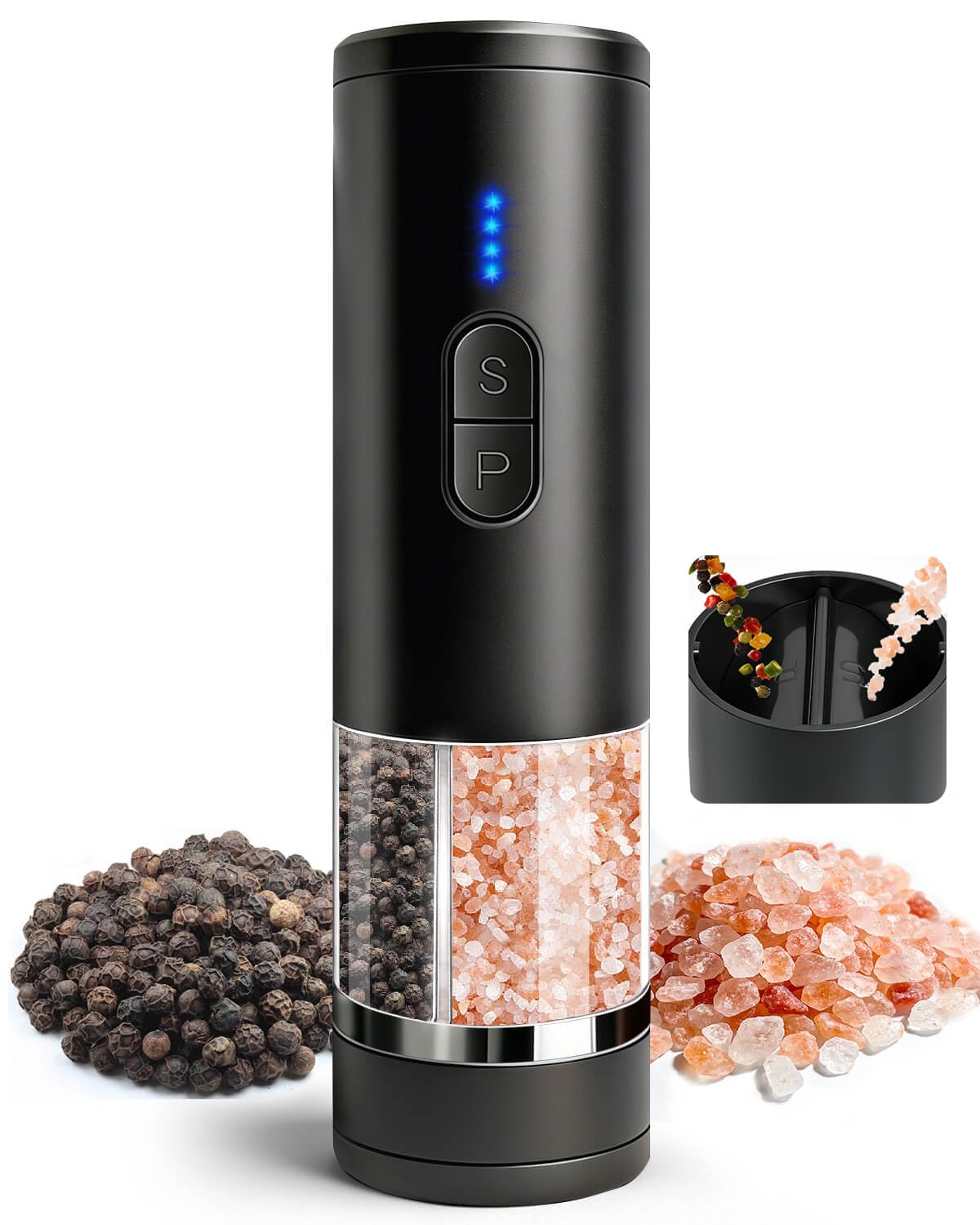 Aotto dual-chamber salt and pepper grinder keeps flavors separate for precise seasoning.