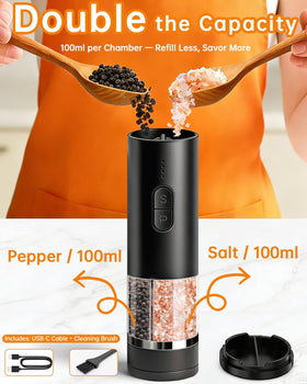 Aotto LED light enhances visibility during grinding for accurate seasoning.