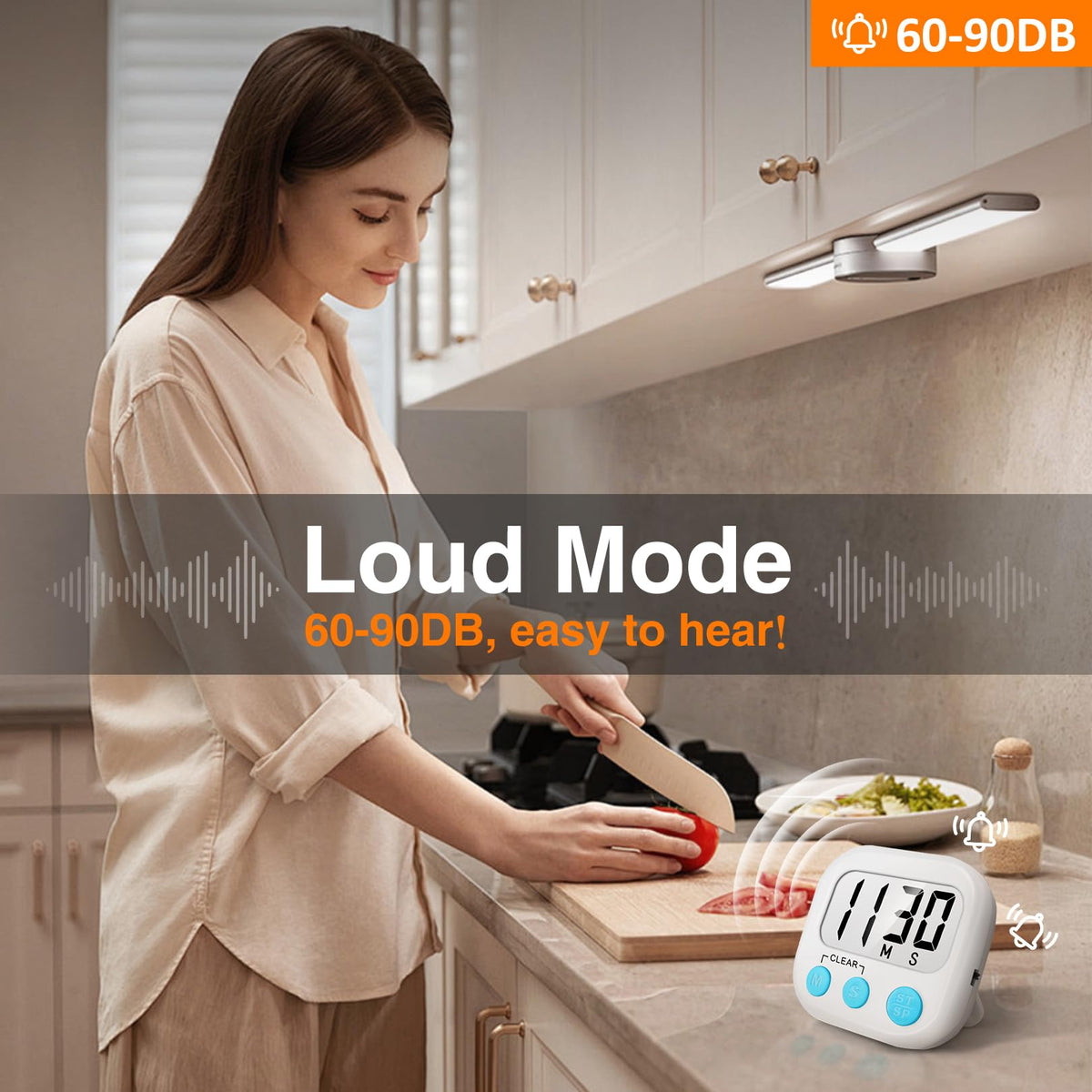 AOUCE timer with large display for easy reading while cooking.