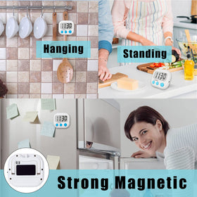 AOUCE six-pack timers shown in a busy kitchen setup.