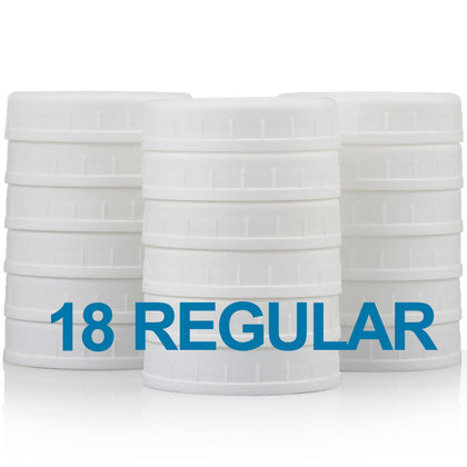AOZITA 18-pack regular-mouth lids fit Ball and Kerr jars for secure storage.