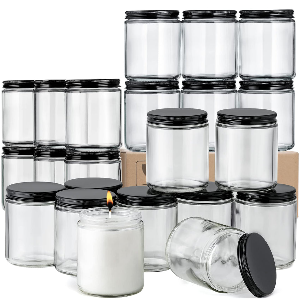 AOZITA 24-pack 8oz glass jars with metal lids for organized spice storage.