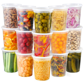 AOZITA 40-count 32oz deli containers with lids for organized storage and easy access