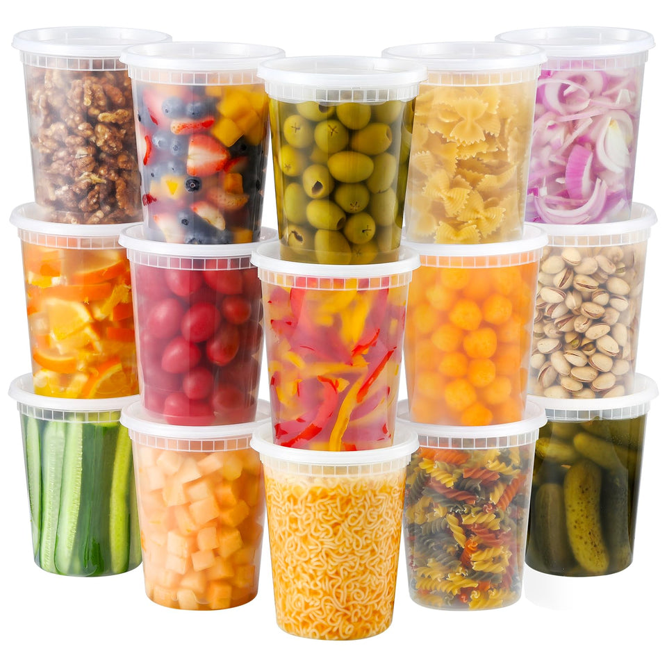 AOZITA 40-count 32oz deli containers with lids for organized storage and easy access
