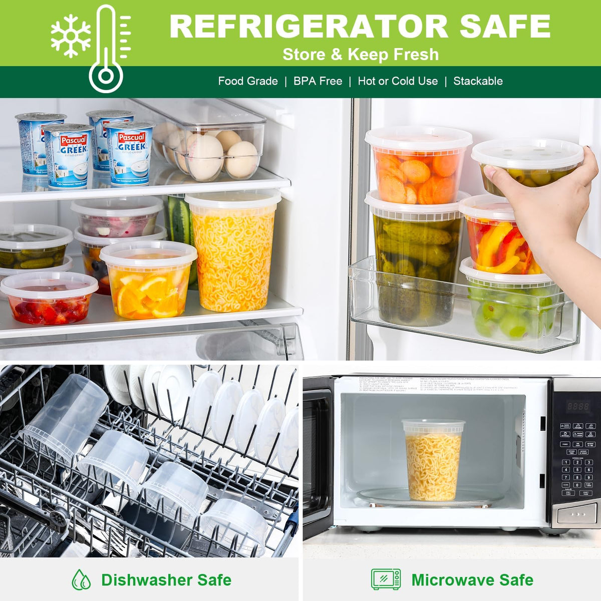 AOZITA freezer-safe deli containers preserve flavors during cold storage.