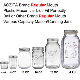 AOZITA 4 oz to 64 oz regular-mouth lids support wide batch prep.