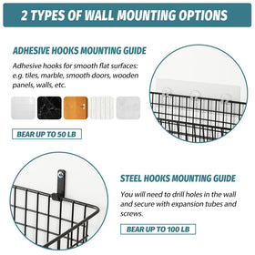 AOZITA steel-hook option for secure, lasting wall organization in bathrooms and pantries.