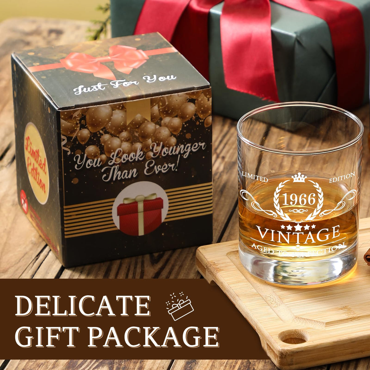 AOZITA 11oz whiskey glass offers crystal clarity for sipping.