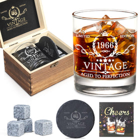 AOZITA 60th birthday whiskey glass 11oz for premium drinks and display