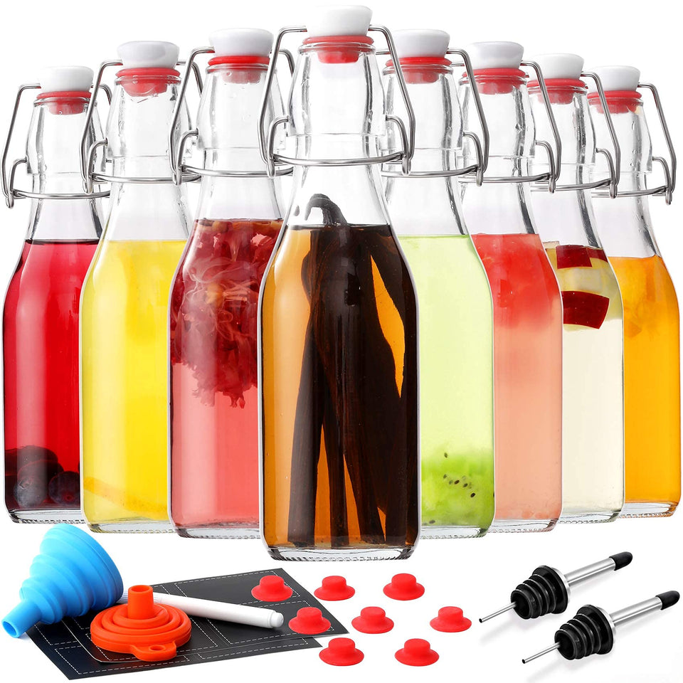 AOZITA 8.5oz glass flip-top bottle for safe fermentation and easy pouring.
