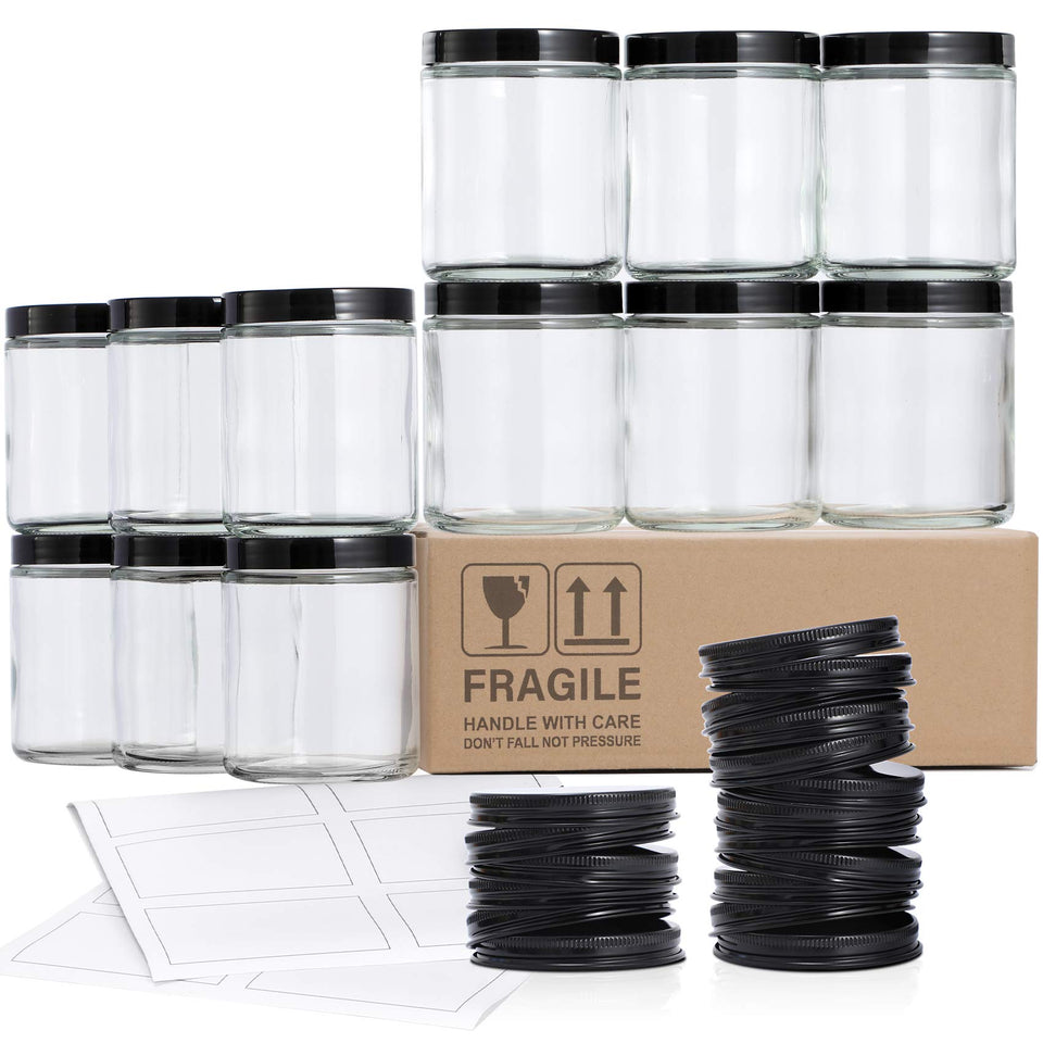 AOZITA 8oz clear glass jar with metal lid, ideal for candle making and gifting.