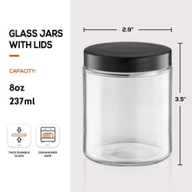 AOZITA 8oz clear glass jar with plastic lid, perfect for pantry storage and sample jars.