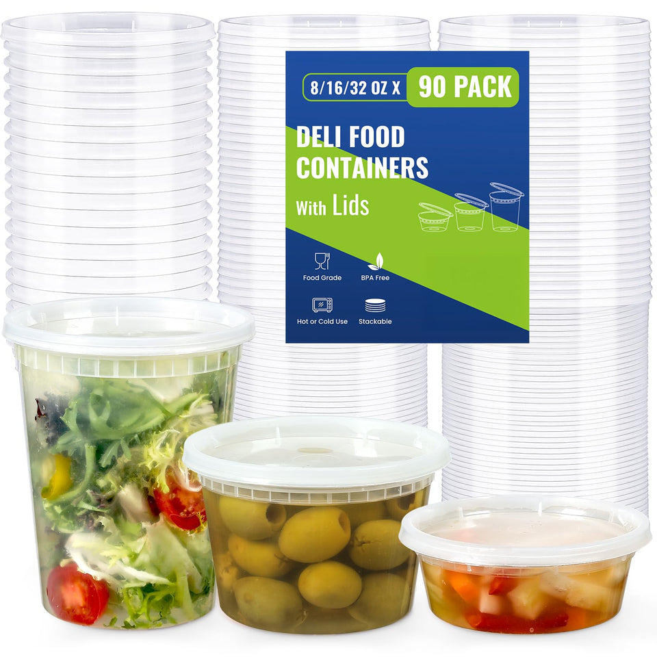 AOZITA 90set deli containers front view for meal prep and leftovers