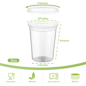 AOZITA airtight lids on 32oz deli containers for secure sealing
