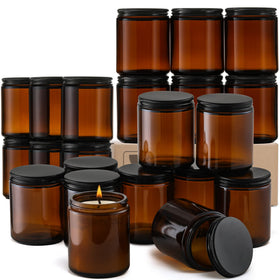 AOZITA amber jar 8oz with lid for candle making and spice storage with an airtight seal.