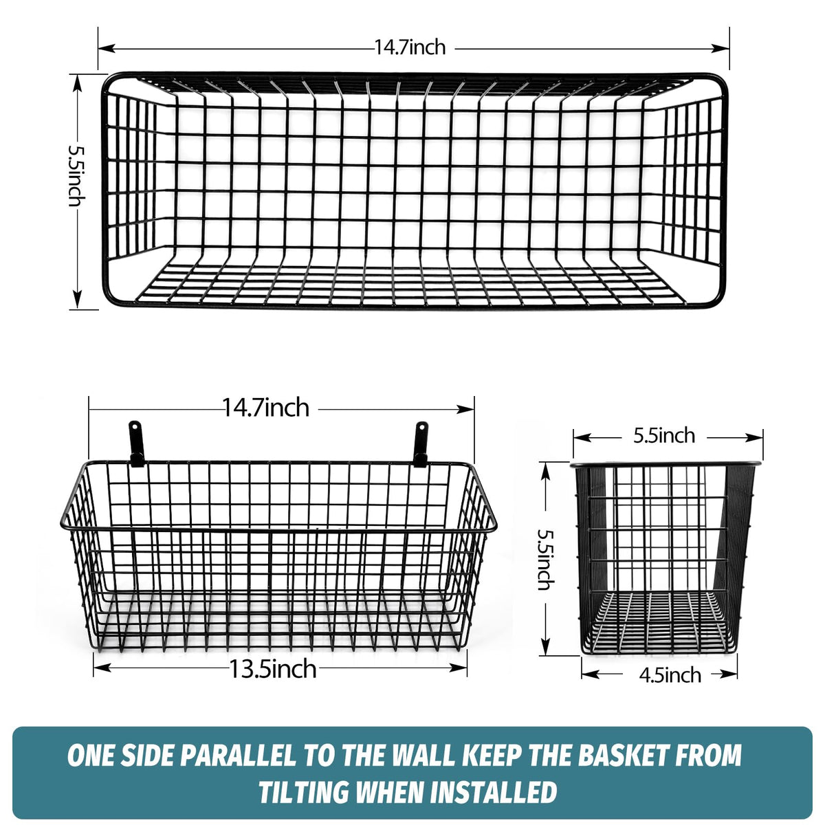 AOZITA wall-mounted baskets add organization to bathrooms and pantries with modern look.