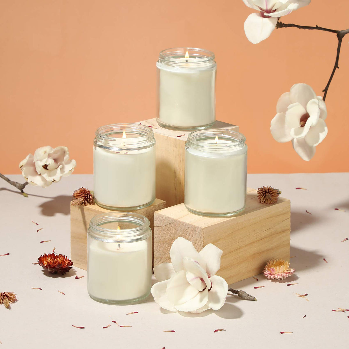AOZITA candle-making jar with thick glass, resistant to heat during homemade candle projects.
