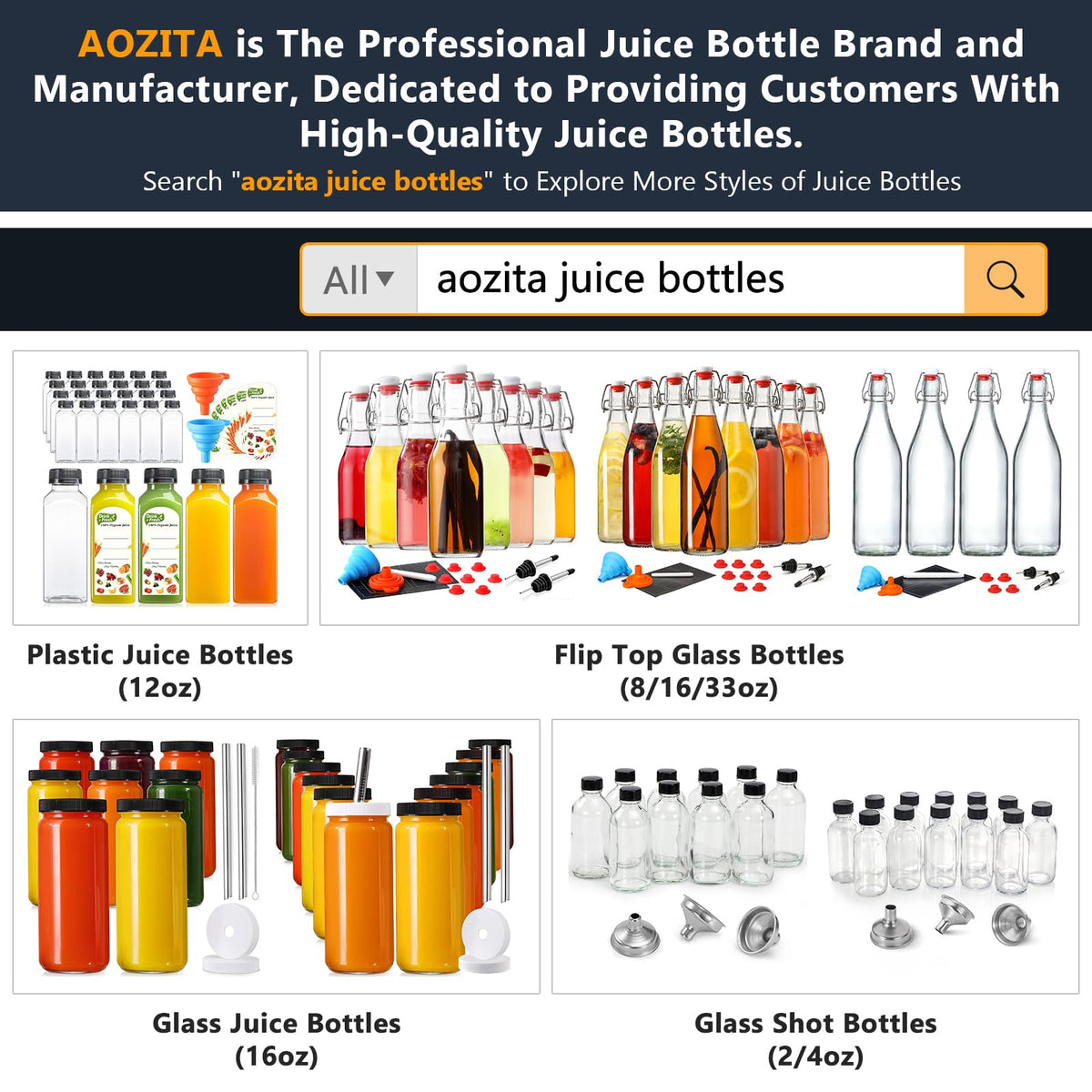 AOZITA clear 12oz bottle closeup showing transparent PET material.