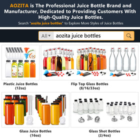 AOZITA clear 12oz bottle closeup showing transparent PET material.