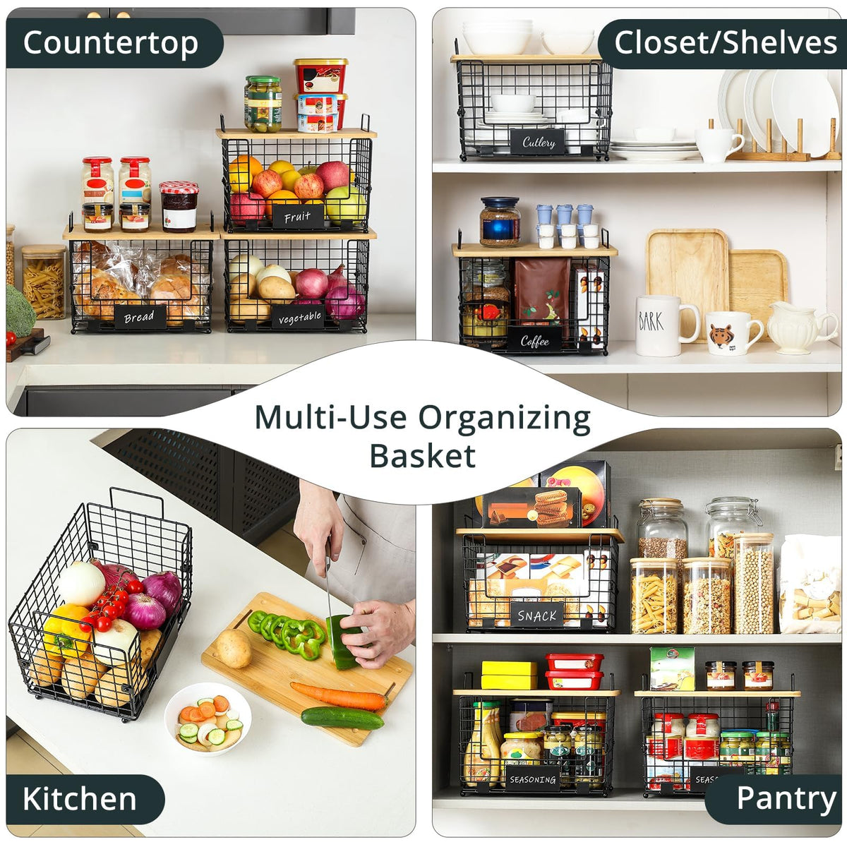 AOZITA detachable bamboo board provides a stable top surface for items.