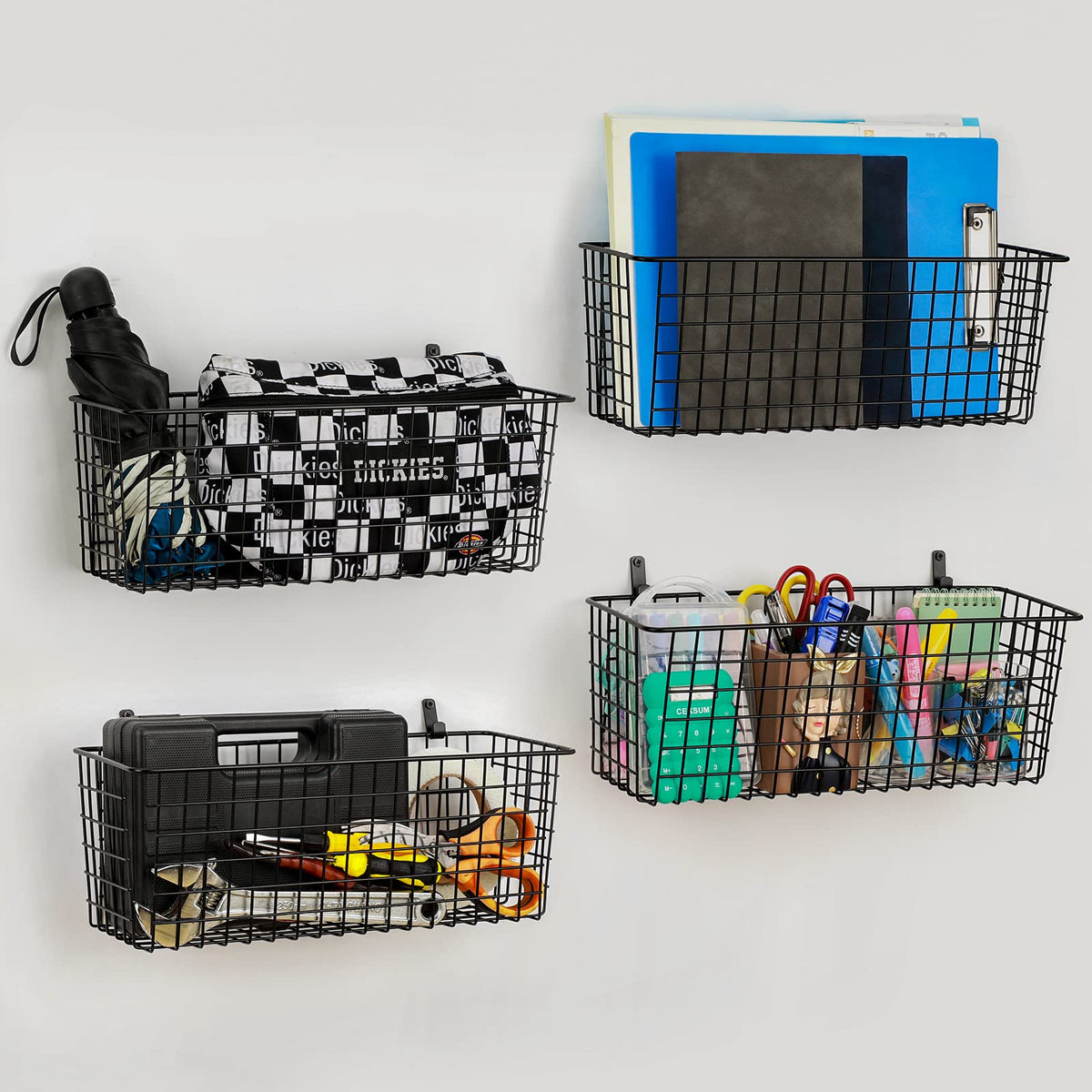 AOZITA easy-install wall mount baskets simplify setup on smooth surfaces.