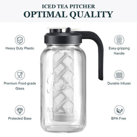 AOZITA glass mason pitcher with infuser close-up showing precise steeping